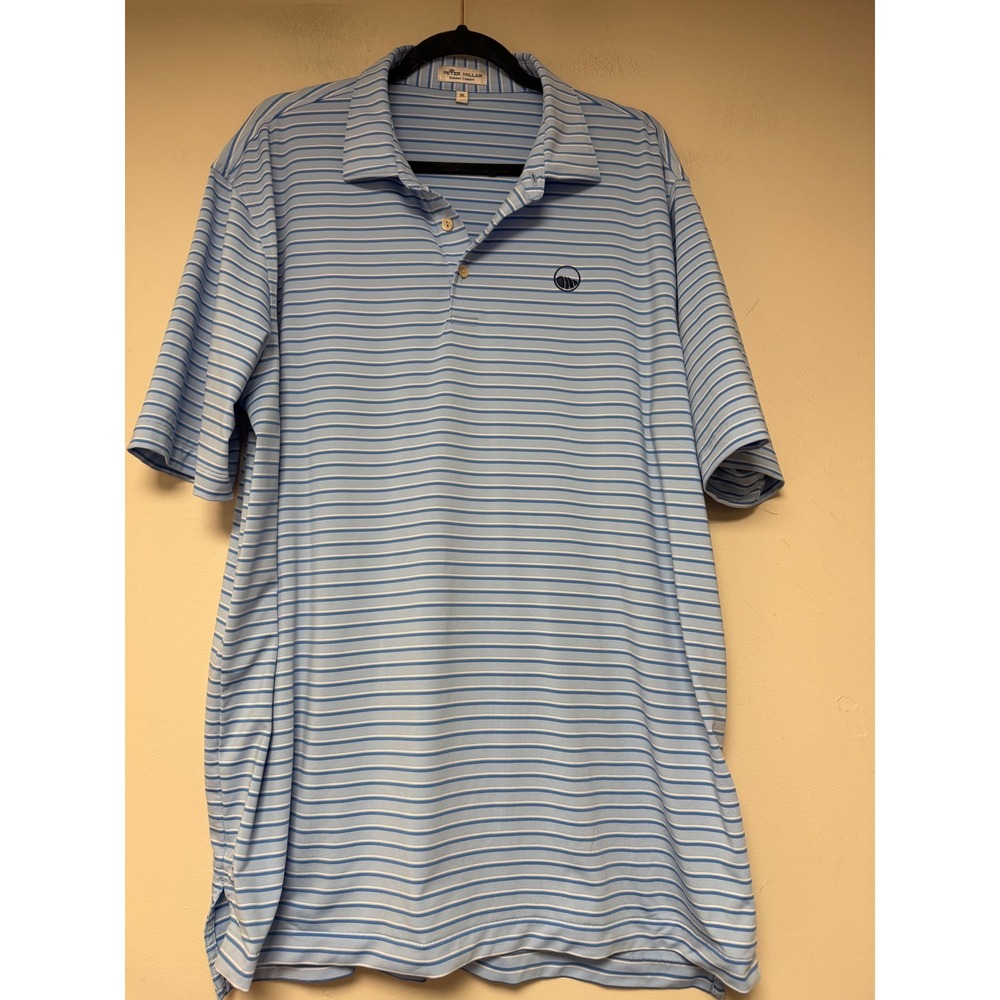 Peter Millar Summer Comfort Mens XL Blue‎ Striped Performance Polo Shirt 8291